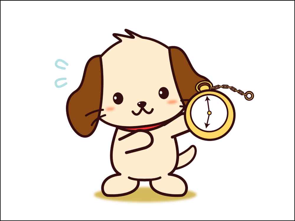 犬と時計のイラスト
