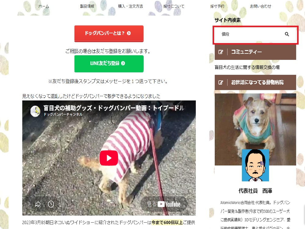サイト内検索窓